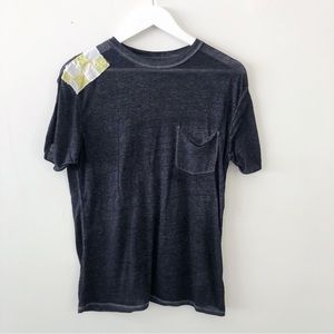 Free People burnout black tee shirt with quilted patches oversized size x-small